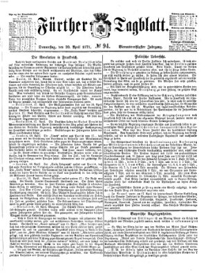Fürther Tagblatt Donnerstag 20. April 1871