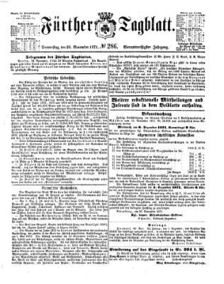 Fürther Tagblatt Donnerstag 30. November 1871