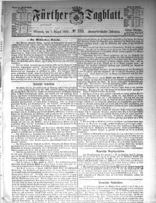 Fürther Tagblatt Mittwoch 7. August 1872