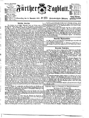 Fürther Tagblatt Donnerstag 14. November 1872