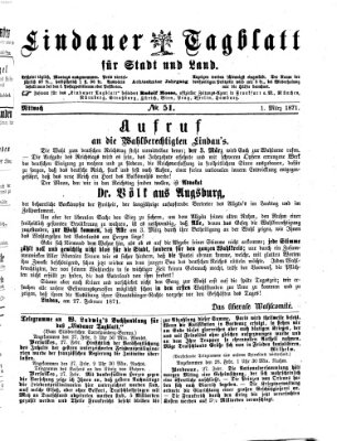 Lindauer Tagblatt für Stadt und Land Mittwoch 1. März 1871