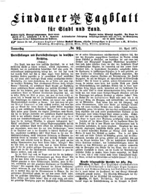 Lindauer Tagblatt für Stadt und Land Donnerstag 20. April 1871