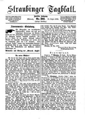Straubinger Tagblatt Mittwoch 25. Dezember 1872