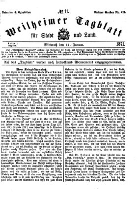 Weilheimer Tagblatt für Stadt und Land Mittwoch 11. Januar 1871