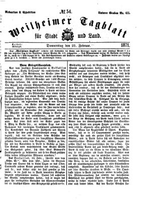 Weilheimer Tagblatt für Stadt und Land Donnerstag 23. Februar 1871
