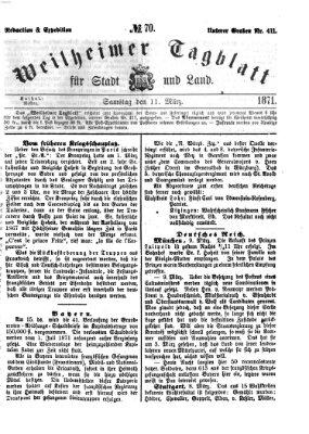 Weilheimer Tagblatt für Stadt und Land Samstag 11. März 1871