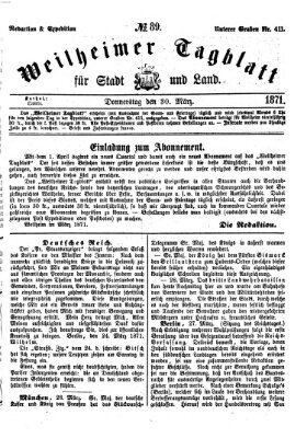 Weilheimer Tagblatt für Stadt und Land Donnerstag 30. März 1871