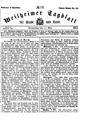 Weilheimer Tagblatt für Stadt und Land Donnerstag 11. Mai 1871