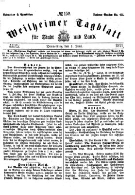 Weilheimer Tagblatt für Stadt und Land Donnerstag 1. Juni 1871