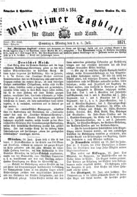 Weilheimer Tagblatt für Stadt und Land Sonntag 2. Juli 1871