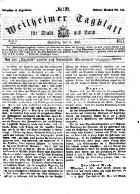 Weilheimer Tagblatt für Stadt und Land Samstag 8. Juli 1871