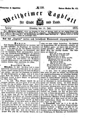 Weilheimer Tagblatt für Stadt und Land Dienstag 18. Juli 1871