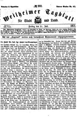 Weilheimer Tagblatt für Stadt und Land Freitag 21. Juli 1871