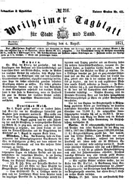 Weilheimer Tagblatt für Stadt und Land Freitag 4. August 1871