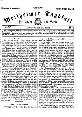 Weilheimer Tagblatt für Stadt und Land Donnerstag 10. August 1871
