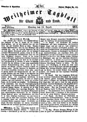 Weilheimer Tagblatt für Stadt und Land Dienstag 29. August 1871