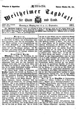 Weilheimer Tagblatt für Stadt und Land Sonntag 10. September 1871