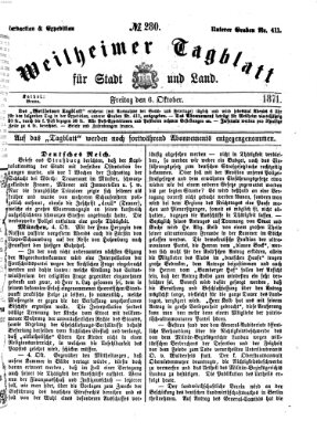 Weilheimer Tagblatt für Stadt und Land Freitag 6. Oktober 1871