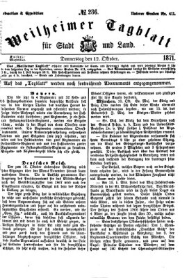 Weilheimer Tagblatt für Stadt und Land Donnerstag 12. Oktober 1871