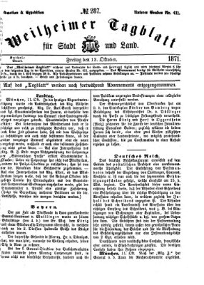Weilheimer Tagblatt für Stadt und Land Freitag 13. Oktober 1871