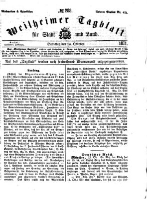 Weilheimer Tagblatt für Stadt und Land Samstag 14. Oktober 1871