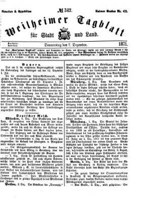 Weilheimer Tagblatt für Stadt und Land Donnerstag 7. Dezember 1871