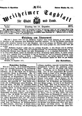 Weilheimer Tagblatt für Stadt und Land Dienstag 19. Dezember 1871