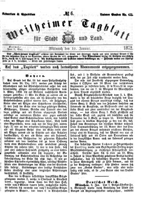 Weilheimer Tagblatt für Stadt und Land Mittwoch 10. Januar 1872