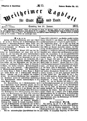 Weilheimer Tagblatt für Stadt und Land Samstag 20. Januar 1872