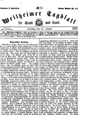 Weilheimer Tagblatt für Stadt und Land Dienstag 23. Januar 1872