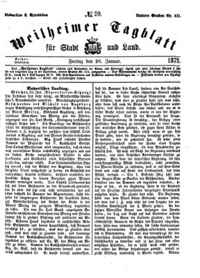 Weilheimer Tagblatt für Stadt und Land Freitag 26. Januar 1872