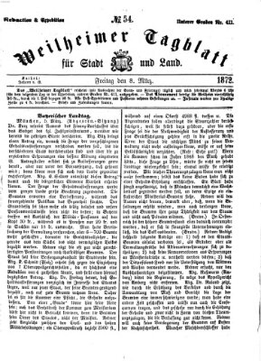 Weilheimer Tagblatt für Stadt und Land Freitag 8. März 1872