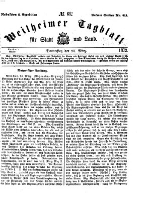 Weilheimer Tagblatt für Stadt und Land Donnerstag 28. März 1872