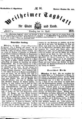 Weilheimer Tagblatt für Stadt und Land Dienstag 30. April 1872