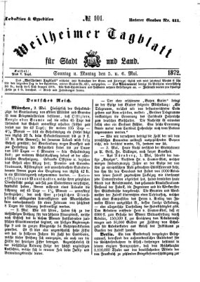 Weilheimer Tagblatt für Stadt und Land Sonntag 5. Mai 1872