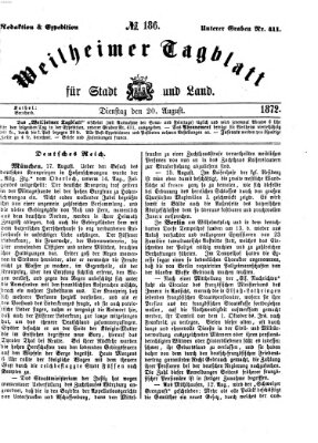 Weilheimer Tagblatt für Stadt und Land Dienstag 20. August 1872