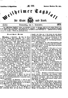 Weilheimer Tagblatt für Stadt und Land Donnerstag 5. September 1872