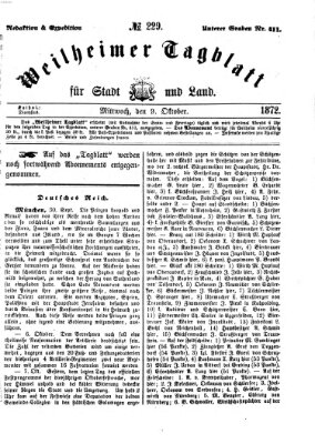 Weilheimer Tagblatt für Stadt und Land Mittwoch 9. Oktober 1872