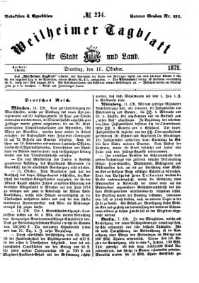 Weilheimer Tagblatt für Stadt und Land Dienstag 15. Oktober 1872