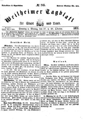 Weilheimer Tagblatt für Stadt und Land Sonntag 27. Oktober 1872