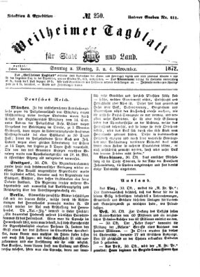 Weilheimer Tagblatt für Stadt und Land Montag 4. November 1872