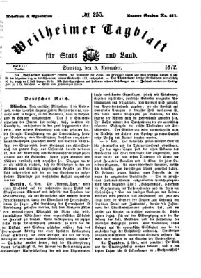 Weilheimer Tagblatt für Stadt und Land Samstag 9. November 1872