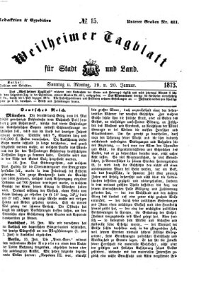 Weilheimer Tagblatt für Stadt und Land Sonntag 19. Januar 1873