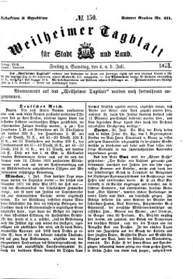 Weilheimer Tagblatt für Stadt und Land Samstag 5. Juli 1873