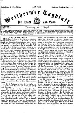 Weilheimer Tagblatt für Stadt und Land Donnerstag 7. August 1873