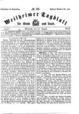 Weilheimer Tagblatt für Stadt und Land Mittwoch 20. August 1873