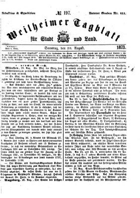 Weilheimer Tagblatt für Stadt und Land Samstag 30. August 1873