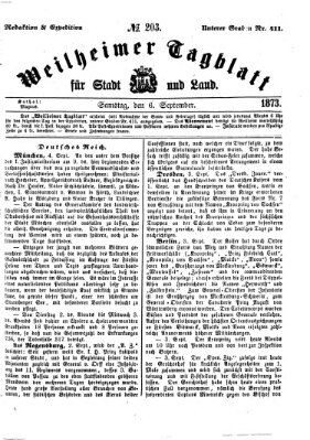 Weilheimer Tagblatt für Stadt und Land Samstag 6. September 1873