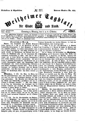 Weilheimer Tagblatt für Stadt und Land Montag 6. Oktober 1873