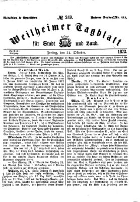 Weilheimer Tagblatt für Stadt und Land Freitag 31. Oktober 1873
